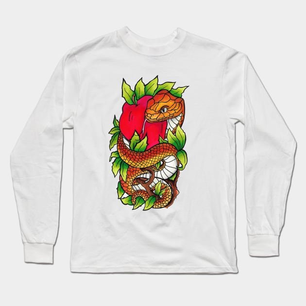 Snake and apple Long Sleeve T-Shirt by Eikia